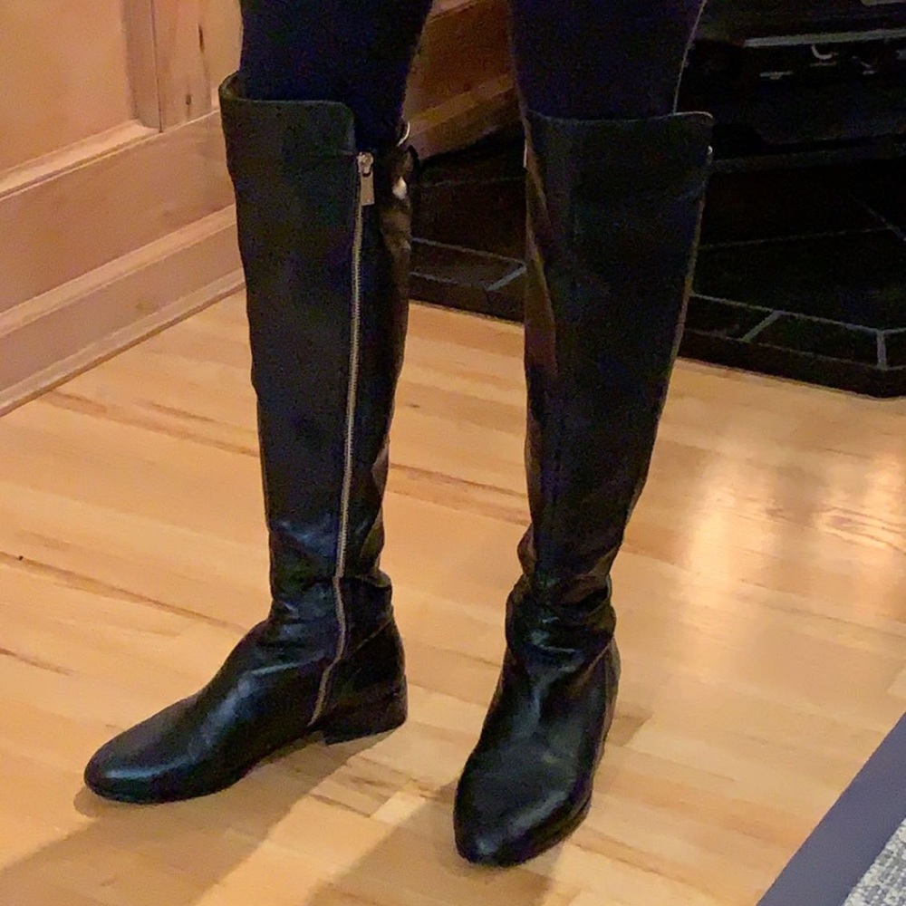 Michael Kors Black Leather Zip-Up Boots